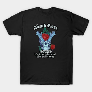 death rose - vintage flower and skull design T-Shirt